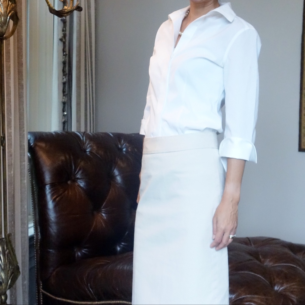 Talbots 0P White Fitted Blouse Button-down Shirt